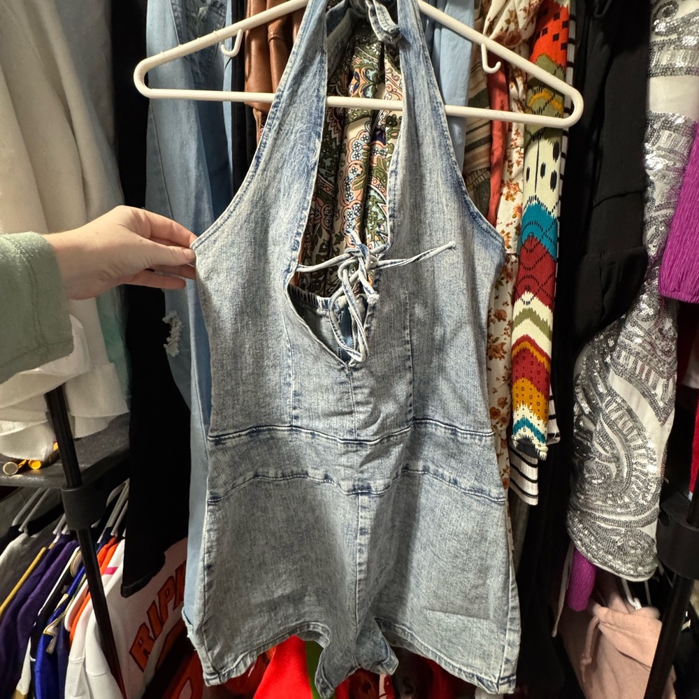 Denim Halter Romper